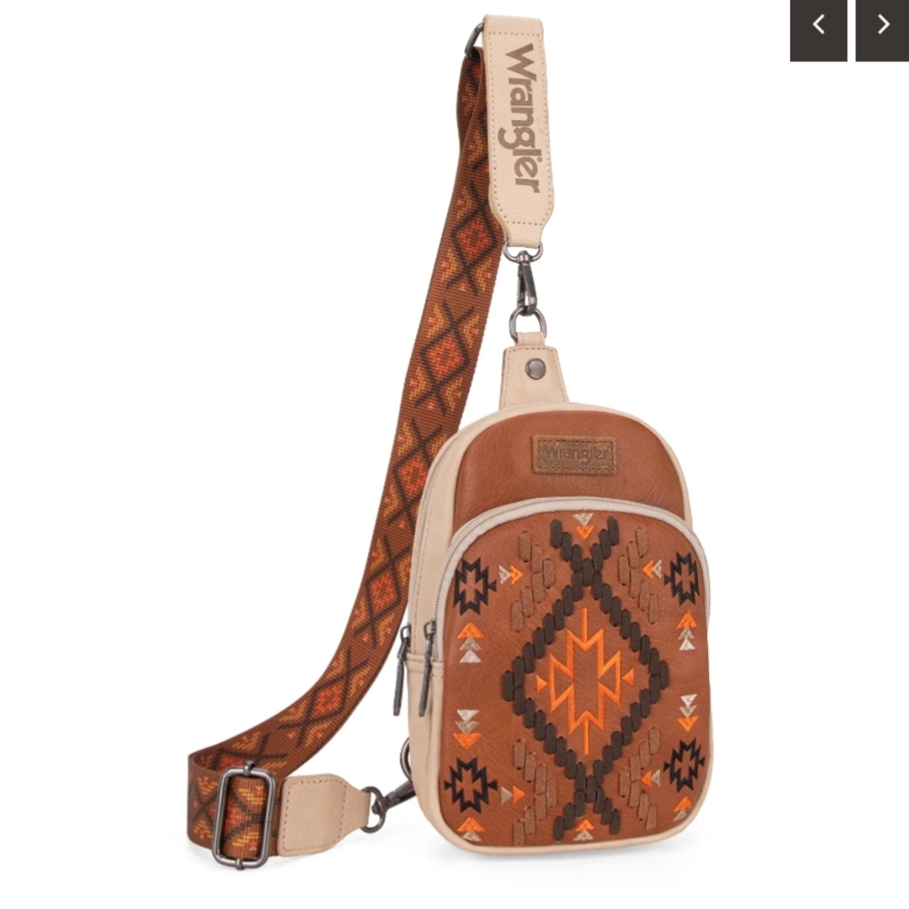 Wrangler Tan and Orange Crossbody Bag